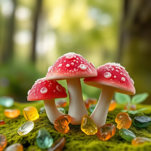 Magic Mushroom Gummies with Nature Background