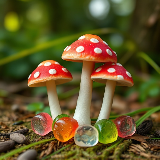 Magic Mushroom Gummies with Nature Background
