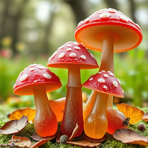 Magic Mushroom Gummies with Nature Background