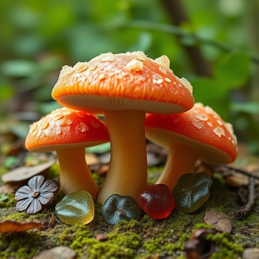 Magic Mushroom Gummies with Nature Background