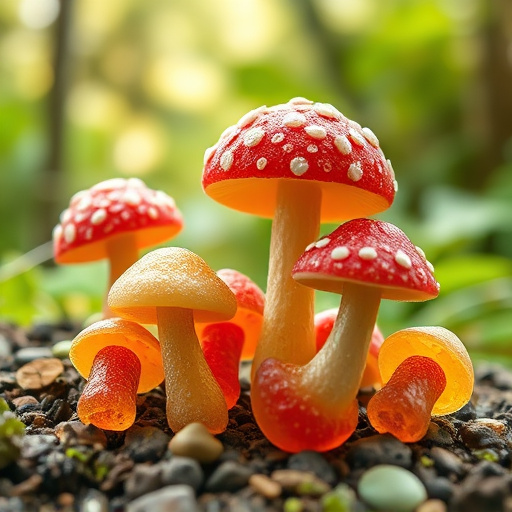 Magic Mushroom Gummies with Nature Background