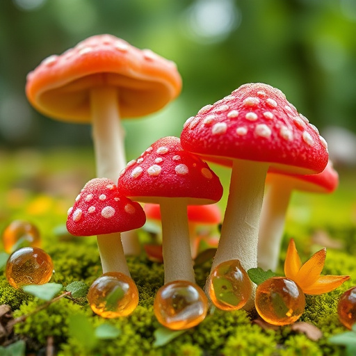Magic Mushroom Gummies with Nature Background