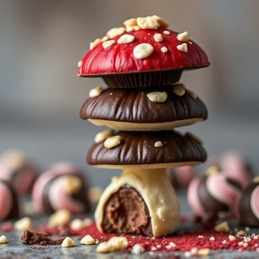 Stacked Magic Mushroom Chocolates Macro