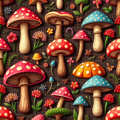 Artistic Magic Mushroom Chocolates Patterns