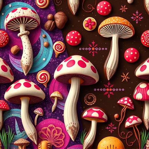 Artistic Magic Mushroom Chocolates Patterns