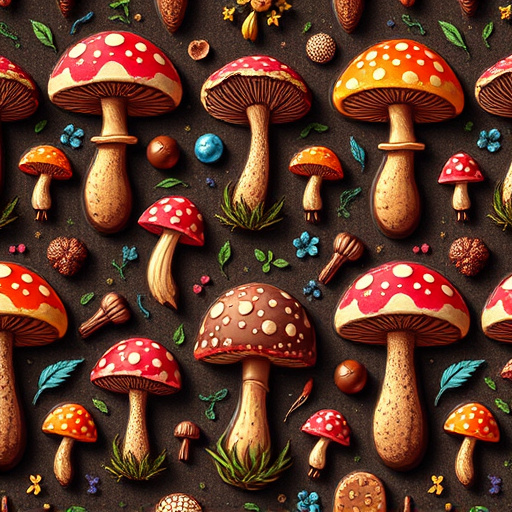 Artistic Magic Mushroom Chocolates Patterns