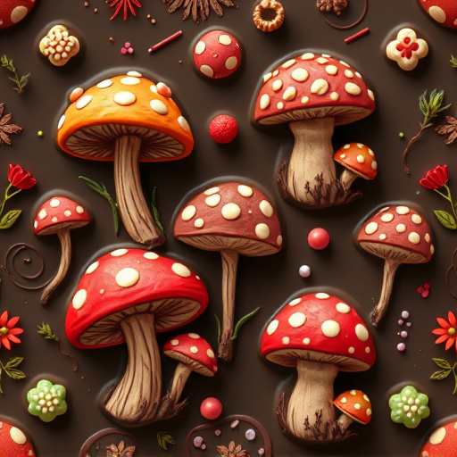 Artistic Magic Mushroom Chocolates Patterns