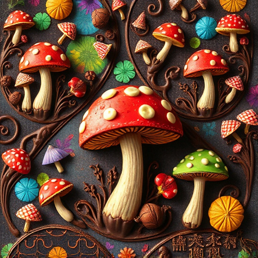 Artistic Magic Mushroom Chocolates Patterns
