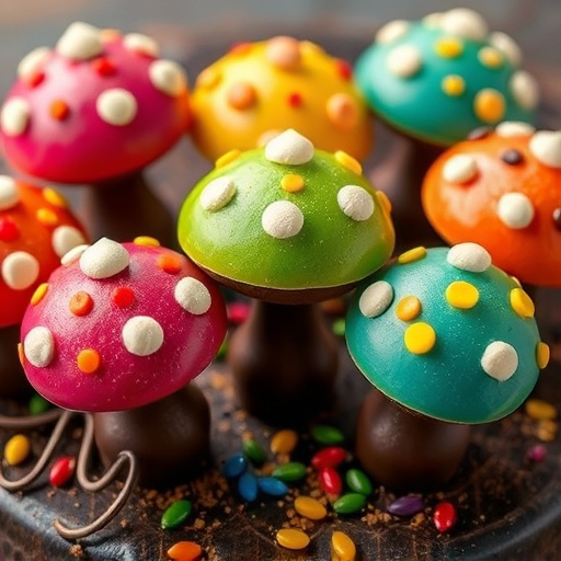 Colorful Magic Mushroom Chocolates