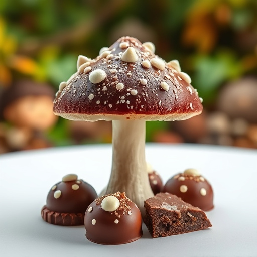 Magic Mushroom Chocolates with Nature Background