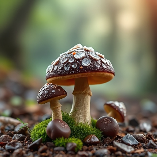 Magic Mushroom Chocolates with Nature Background