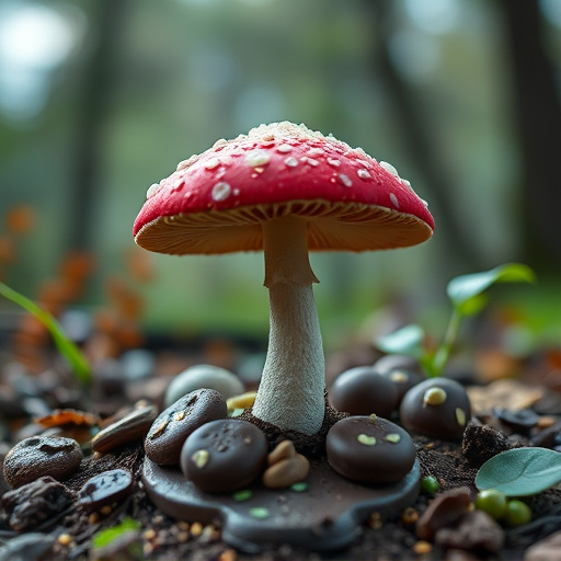 Magic Mushroom Chocolates with Nature Background