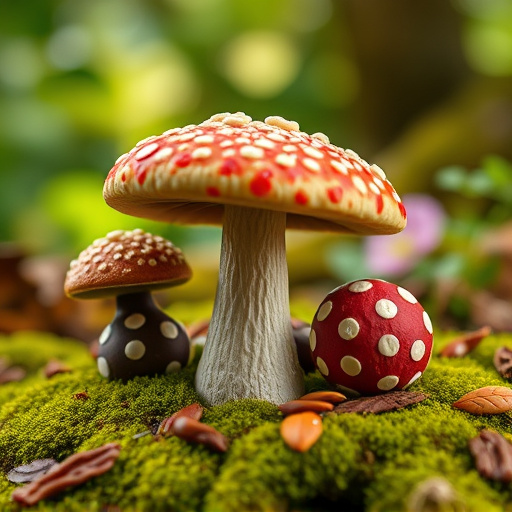 Magic Mushroom Chocolates with Nature Background