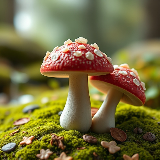Magic Mushroom Chocolates with Nature Background