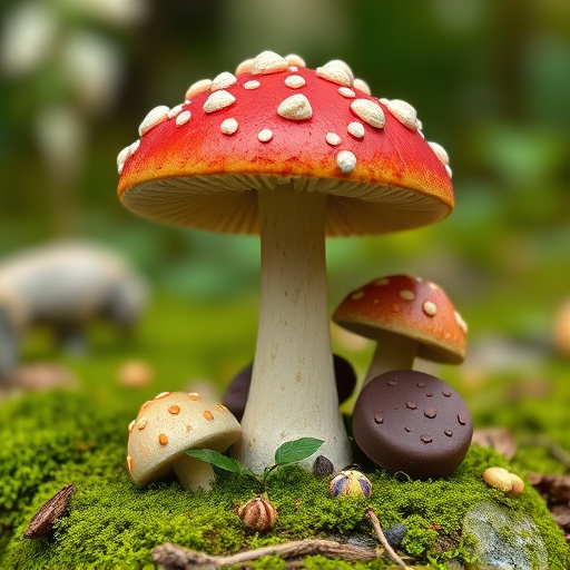 Magic Mushroom Chocolates with Nature Background