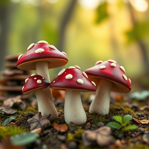 Magic Mushroom Chocolates with Nature Background