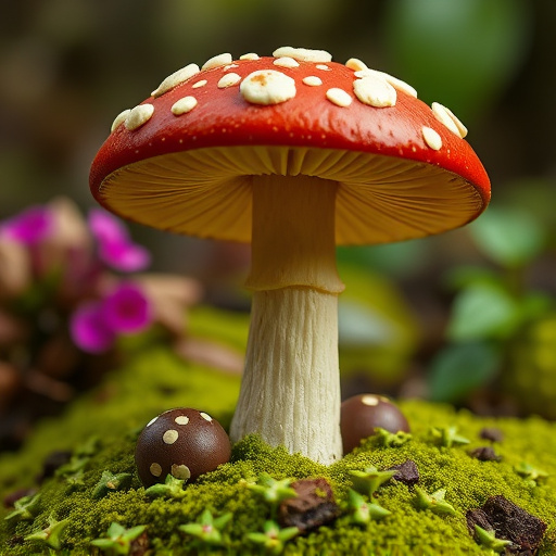 Magic Mushroom Chocolates with Nature Background