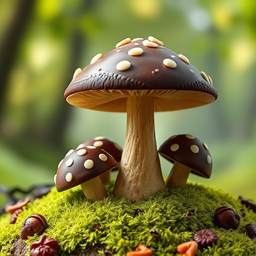 Magic Mushroom Chocolates with Nature Background