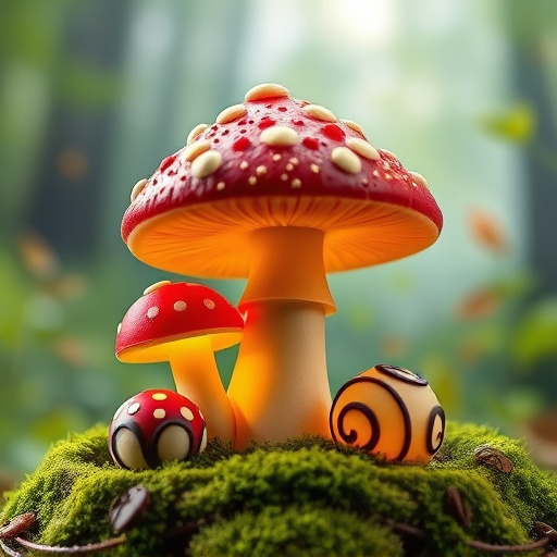 Magic Mushroom Chocolates with Nature Background