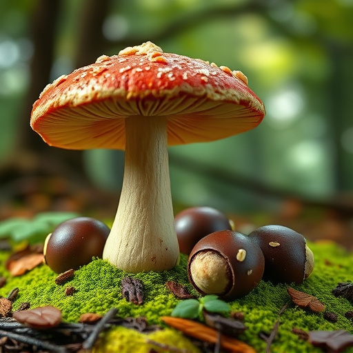 Magic Mushroom Chocolates with Nature Background