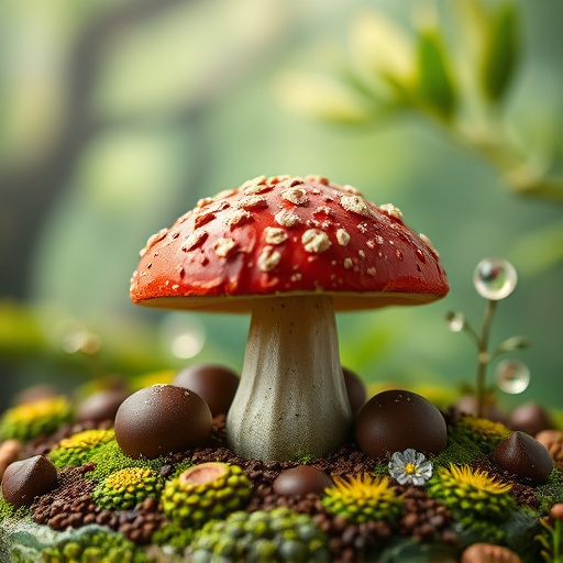 Magic Mushroom Chocolates with Nature Background