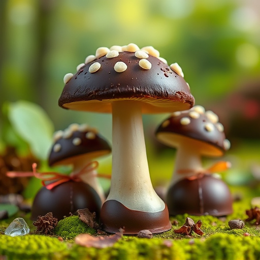 Magic Mushroom Chocolates with Nature Background