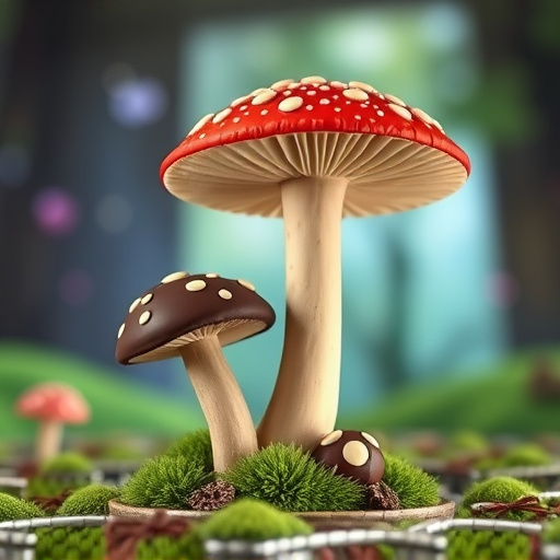 Magic Mushroom Chocolates with Nature Background
