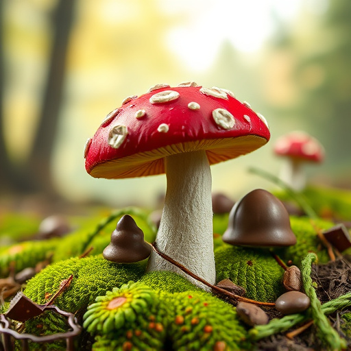 Magic Mushroom Chocolates with Nature Background