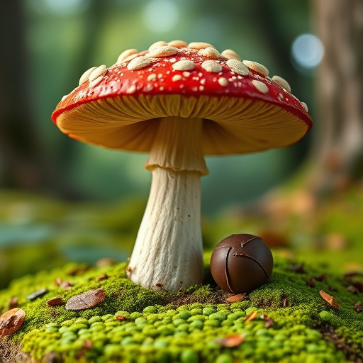 Magic Mushroom Chocolates with Nature Background