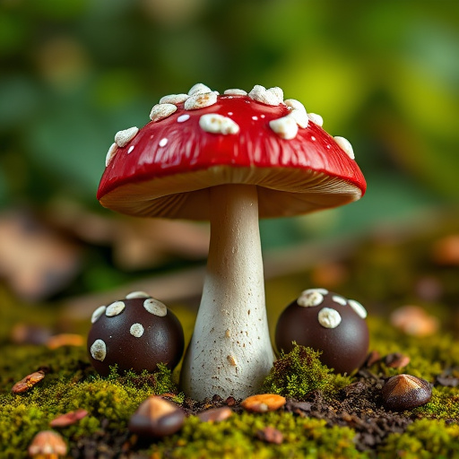 Magic Mushroom Chocolates with Nature Background