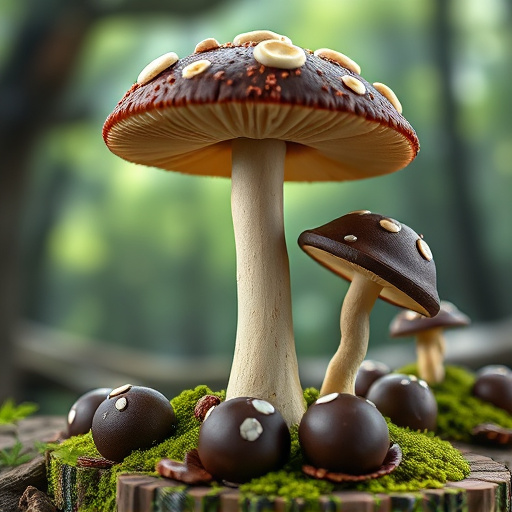 Magic Mushroom Chocolates with Nature Background