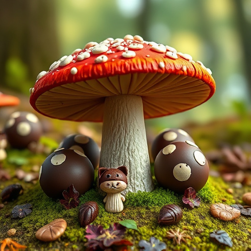 Magic Mushroom Chocolates with Nature Background