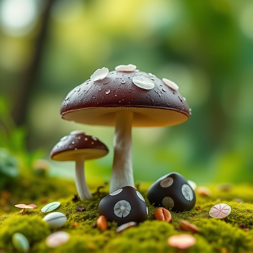 Magic Mushroom Chocolates with Nature Background