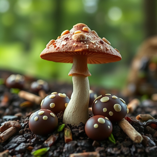Magic Mushroom Chocolates with Nature Background