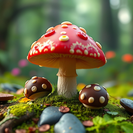 Magic Mushroom Chocolates with Nature Background