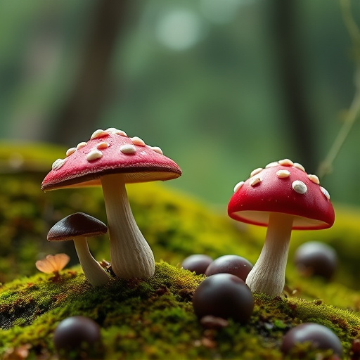 Magic Mushroom Chocolates with Nature Background