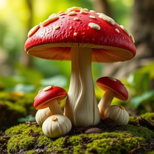 Magic Mushroom Chocolates with Nature Background