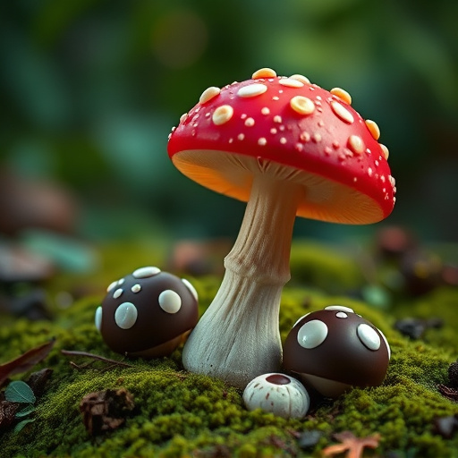Magic Mushroom Chocolates with Nature Background
