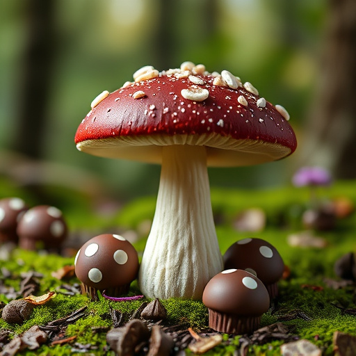 Magic Mushroom Chocolates with Nature Background