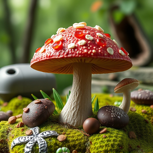 Magic Mushroom Chocolates with Nature Background