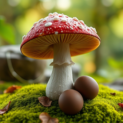 Magic Mushroom Chocolates with Nature Background