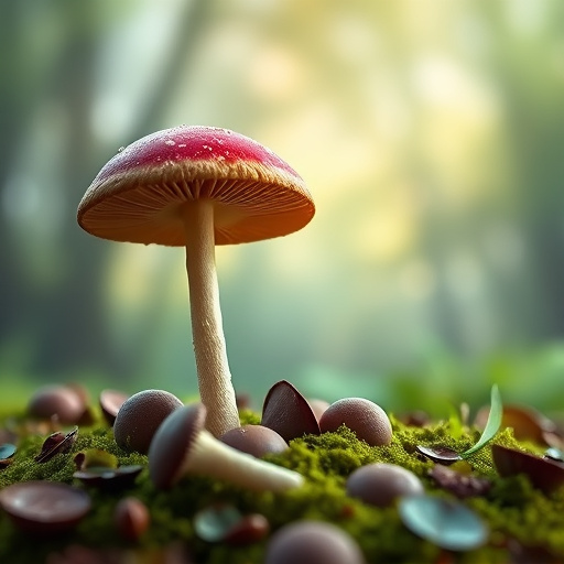 Magic Mushroom Chocolates with Nature Background