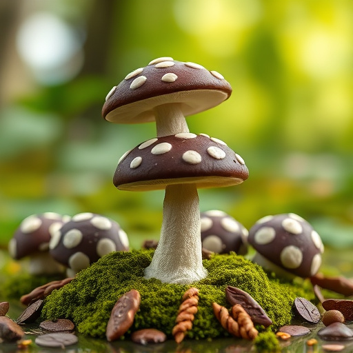 Magic Mushroom Chocolates with Nature Background