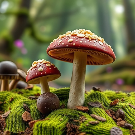 Magic Mushroom Chocolates with Nature Background