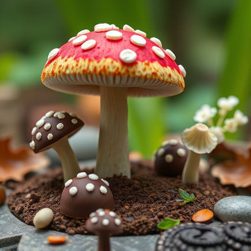 Magic Mushroom Chocolates with Nature Background