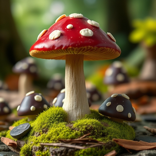 Magic Mushroom Chocolates with Nature Background