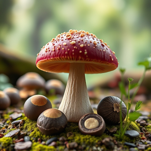 Magic Mushroom Chocolates with Nature Background