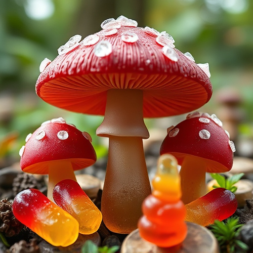 Magic Mushroom Gummies with Nature Background