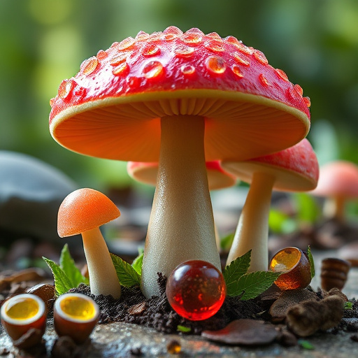 Magic Mushroom Gummies with Nature Background