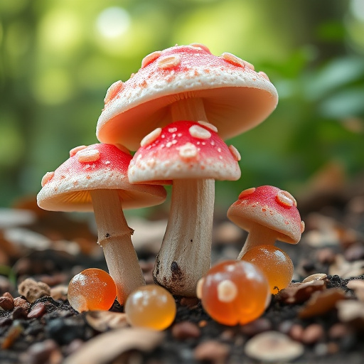 Magic Mushroom Gummies with Nature Background